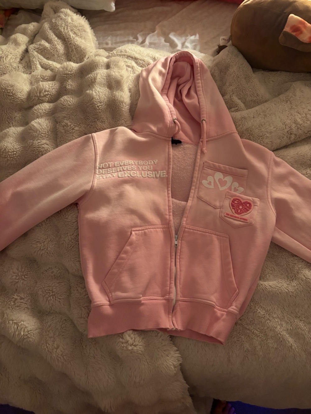 Pink Kids Zip-Up Hoodie with Heart Patch